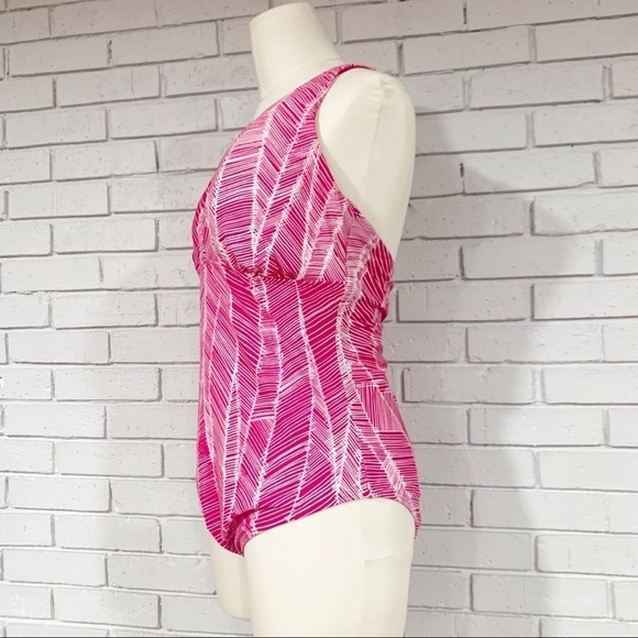 DKNY‎ Pink and White Striped Halter Swimsuit - Picture 5 of 10